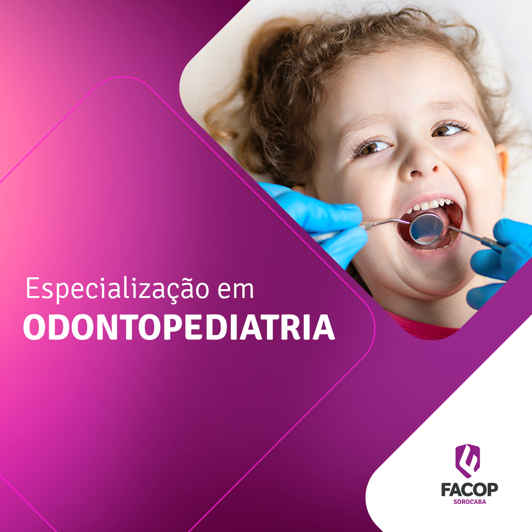 Fotomontagem na cor roxa com foto de uma criança fazendo tratamento odontologico