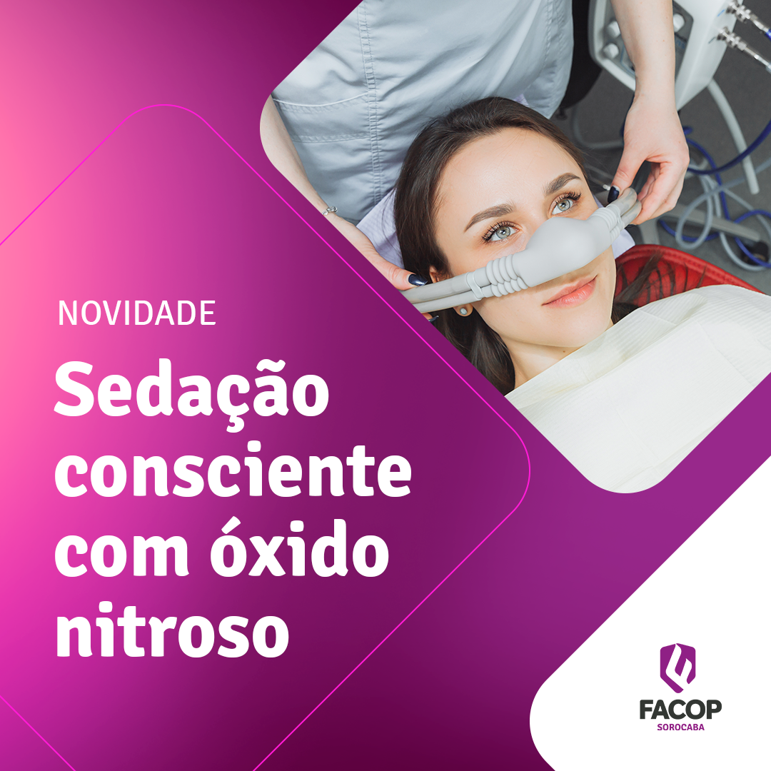 capa de divulgacao do curso com paciente mulher sendo sedada com oxido nitroso